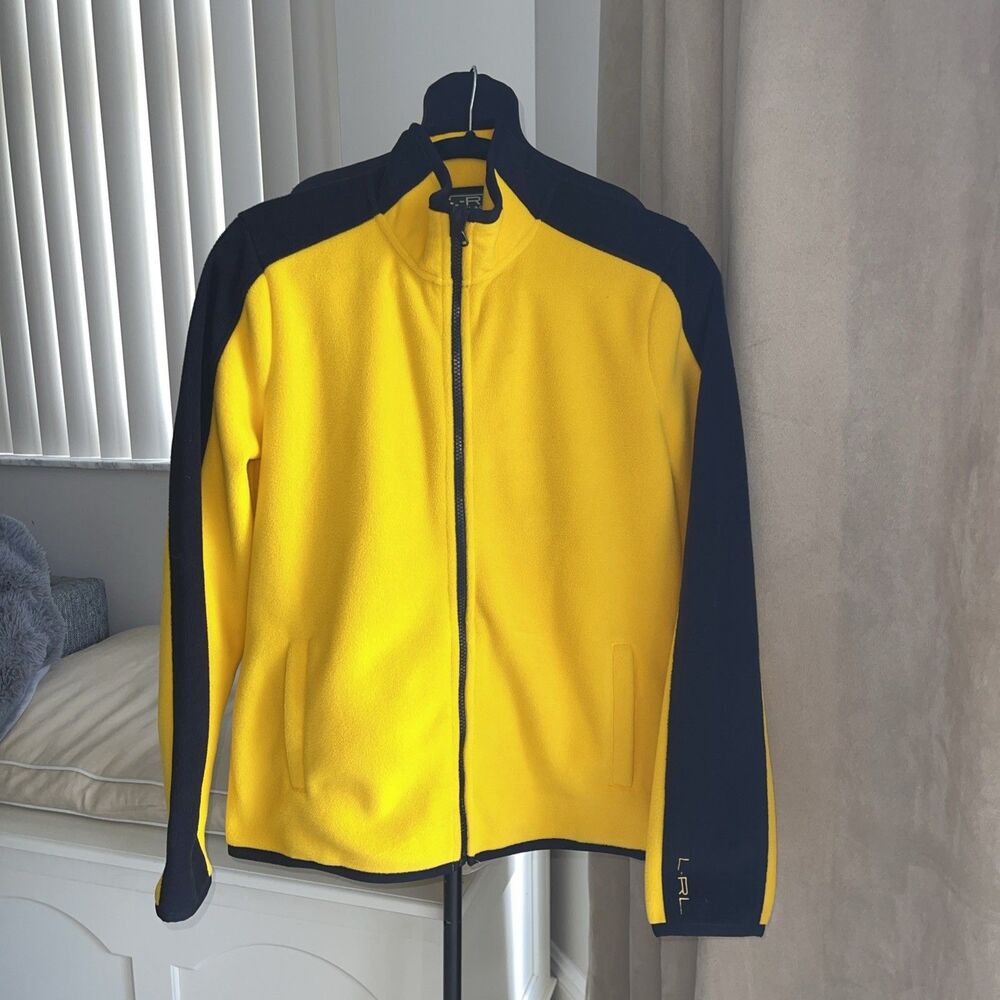 Ralph Lauren LRL Active Women's Fleece Jacket Size L Full Zip Yellow Black - Picture 2 of 7